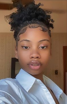 Middle Edges Braids, Puff With Edges Natural Hair, Wavy Edges Hair, Updo With Edges, High Puff Natural Hair Edges, Swoop Edges With Braids, High Puff Edges, Edge Styles With Braids, Edges On Big Forehead