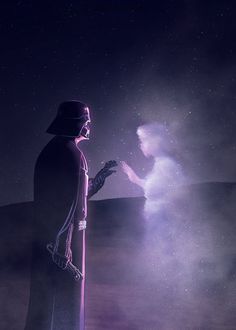 a star wars character standing in the dark with his hand on his hip and looking up at the sky