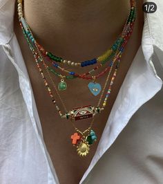 Trending Jewelry 2023 Handmade, Collar Hippie, Jewellery Summer, Trendy Outfits Inspiration, Necklace Stack, Indie Jewelry, Dope Jewelry, Funky Jewelry