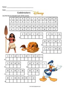 the word search for disney characters is shown