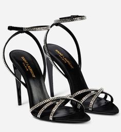 SAINT LAURENT Ava 105 embellished satin sandals € 1,200 Shoes Png, Luxury Heels, Satin Sandals, Designer Shopping, Ysl Heels, Saint Laurent Shoes, Fancy Shoes, Silver Heels, Fashion For Women