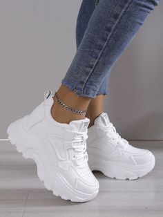 White  Collar     Embellished   Women Shoes Casual Shoes Women Sneakers, Trendy Shoes Sneakers, Shoes Outfit Fashion, Shoes Teen, Trending Sandals, Cute Nike Shoes, Dad Shoes, Sneakers Mode, Girly Shoes