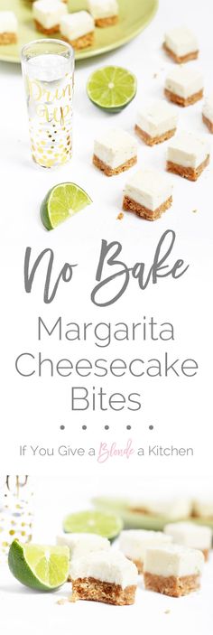 no bake margarita cheesecake bites on a plate with limes around the edges