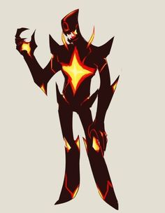 an image of a stylized robot with flames