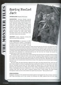 an article about the history of spring heeled jack, written in black and white