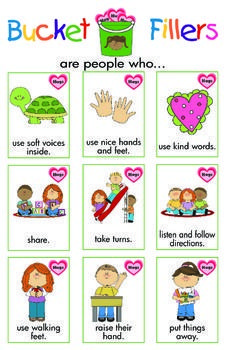 the bucket fillers worksheet is filled with pictures to help children learn how to use