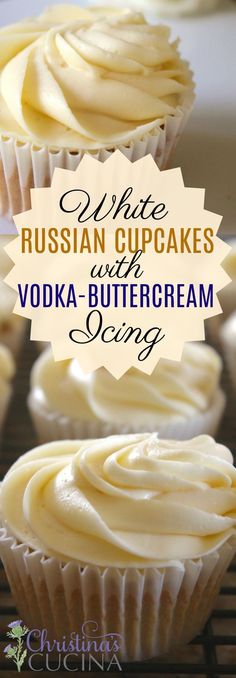 white russian cupcakes with vodka - buttercream icing