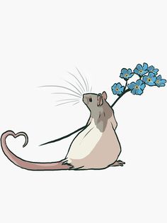 a rat with flowers in its mouth