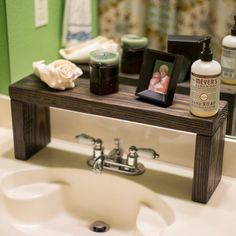 Primitive Country Over the Sink Shelf, Rustic Contemporary, Dark Stained, Reclaimed Wood, Handmade