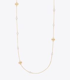 Kira Pearl Delicate Long Necklace: Women's Designer Necklaces | Tory Burch Tory Burch Necklace, Wishlist 2022, Locket Earrings, Pear Earrings, Link Earrings, Expensive Jewelry, Pretty Necklaces, Necklace Women, Elegant Necklaces