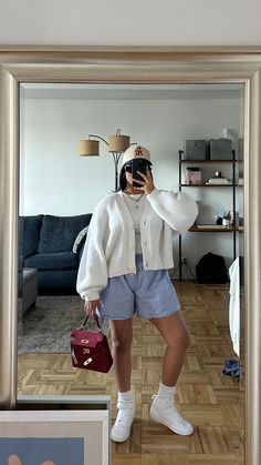 Jean Shorts And Crewneck Outfit, White Boxers Outfit, Highwater Pants Outfit, Stripe Linen Shorts Outfit, Linen Shorts Street Style, Plaid Boxer Shorts Outfit, Linen Boxer Shorts Outfit, Boxer Outfit Aesthetic