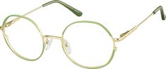Show your chic subtle side in these luxe round glasses. The shiny gold eyeglasses is accented with just the right amount of floral print on the eyeglasses front as well as the interior of the temple arms. For added comfort the look is fitted with adjustable nose pads and plastic temple tips. | Zenni Women's Round Prescription Eyeglasses Green Floral Stainless Steel Couture, Zenni Optical Glasses Woman, Zenni Optical Glasses, Optical Glasses Women, Round Prescription Glasses, Miss Perfect, Round Eyeglasses Frames, Hinged Frame, Eyewear Trends