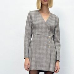 Nwt. Zara Plaid Blazer Dress. Size Xs. Zara Floral Print Dress, Zara Maxi Dress, Cami Slip Dress, Bodycon Cocktail Dress, Zebra Print Dress, Polka Dot Maxi Dresses, Cotton Sundress, Embroidered Midi Dress, Silky Dress