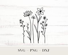 svg - png - dxf flowers on white wood background