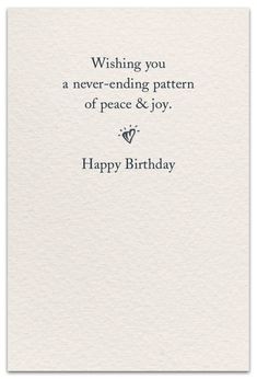 a card with the words wishing you a never - ending pattern of peace and joy