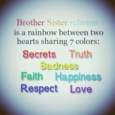 the words brother sister relations are written in different colors