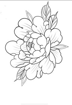 a black and white drawing of a flower