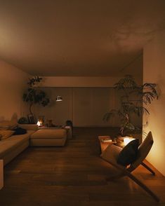 a living room filled with lots of furniture next to a wall mounted plant in the corner