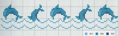 a cross stitch pattern with horses in blue and white on the bottom, as well as numbers