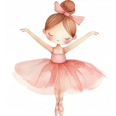 a watercolor painting of a ballerina girl