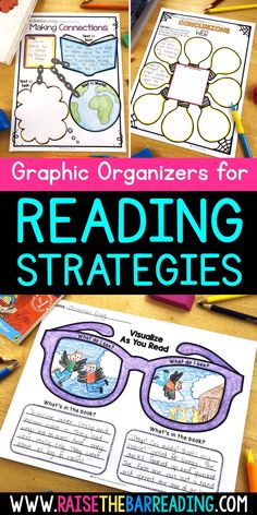 graphic organizer for reading strategy with glasses and pencils