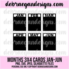 the month of march with months and days to go on each card in black ink