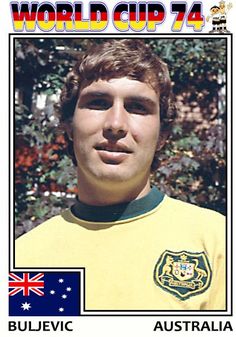 an australian soccer player is featured on the cover of world cup 74, which features australia's national emblem