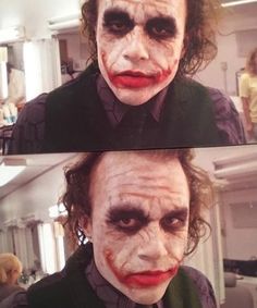 two pictures of the joker with different facial expressions