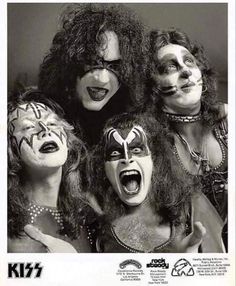 an advertisement for kiss's new album is shown in this black and white photo