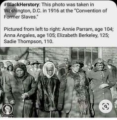 an old black and white photo of people standing in front of a brick building with the caption blacks history this photo was taken in washington, d c 1917 at the convention of former