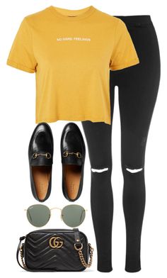 "Untitled #3321" by elenaday ❤ liked on Polyvore featuring Topshop, Gucci and Ray-Ban Ray Ban Clubmaster Women, Casual Date Ideas, Outing Outfit, Gucci Style, Gucci Loafers, Uni Outfits, Topshop Jeans, Date Ideas, Casual Date