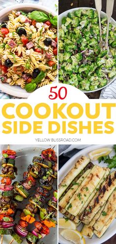the ultimate collection of 50 cookout side dishes with text overlay that reads, 50 delicious side dishes