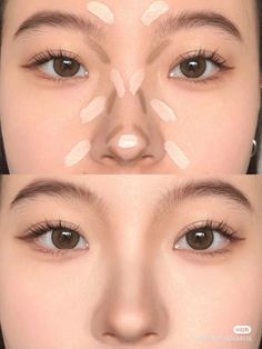 Makeup Ala Korea, Makeup Asia, Makeup Ulzzang, Bentuk Alis, Membentuk Alis, Dag Make Up, Asian Makeup Tutorials, Mekap Mata, Nose Makeup