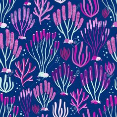 Vector seamless pattern on blue background with seaweed, sea sponges and corals. Abstract illustration with floral elements. Natural design. , #AD, #background, #seaweed, #sea, #blue, #Vector Nature, Photography Backdrop Stand, Sea Sponge, Natural Design, Abstract Illustration, Vector Seamless Pattern, Floral Elements, Backdrop Stand, Sea Blue