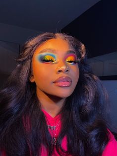 ‪@NahhDeeByNature ‬ Rainbow Makeup Looks Black Women, Types Of Pretty, Rainbow Makeup Looks, Makeup Looks To Try, Artsy Makeup, Bold Eye Makeup, Pretty Makeup Looks
