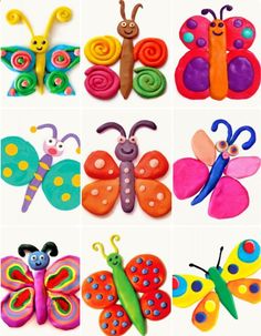 colorful butterfly magnets are shown in different shapes and sizes