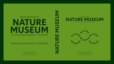 an image of the nature museum logo on a green background with black and white lettering