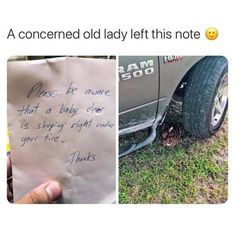 a hand holding a piece of paper next to a car