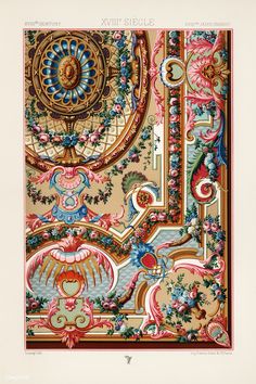 an ornately decorated book with many different colors and designs on the pages, including flowers