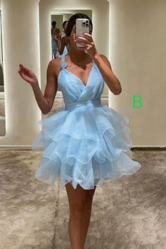 Organza Hot Pink A Line V Neck Short Homecoming Dress With Layers – DressTok.co.uk Prom Dresses A Line, Dresses A Line, Two Piece Homecoming Dress