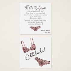 Budget Bridal Shower Panty Game Card Gender: unisex. Age Group: adult. Bridal Shower Games, Lingerie Shower, Game Card, Lingerie Panties, Bachelorette Weekend, Enclosure Cards, Wedding Pinterest, Shower Party, Bridal Shower Invitations