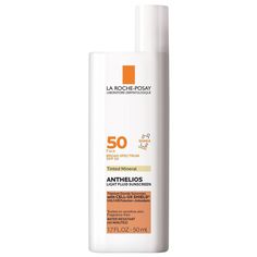 La Roche-Posay Anthelios Mineral Tinted Ultra Light Sunscreen Fluid SPF 50 is a lightweight, 100% mineral face sunscreen with titanium dioxide developed for sensitive skin. Facial sunscreen has a fast-absorbing texture that leaves a tinted matte finish on skin for a healthy glow. La Roche-Posay mineral sunscreen for face is formulated with Cell-Ox Shield® technology: broad spectrum UVA/UVB protection with antioxidants. This mineral sunscreen with a tint is water resistant (40 minutes). La Roche- La Roche Posay Sunscreen, Protector Solar Facial, Physical Sunscreen, Tinted Spf, Chemical Sunscreen, Sunscreen Spf 50, Sunscreen Spf, Best Sunscreens, Facial Sunscreen