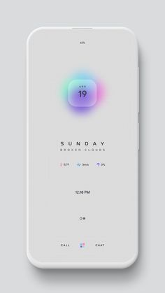 an iphone screen with the text sunday written on it and a colorful circle in the middle