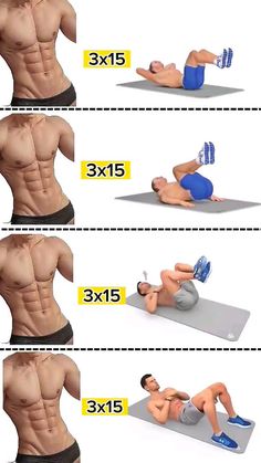 six different poses of the same man doing an exercise on a mat with dumbbells