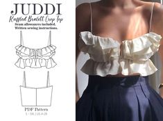 Top Pattern Sewing, Diy Clothes Patterns, Mode Pop, Crop Top Pattern, Diy Vetement, Couture Mode