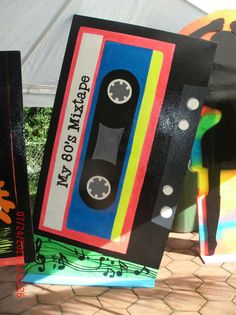 an old fashioned cassette tape cake is on display