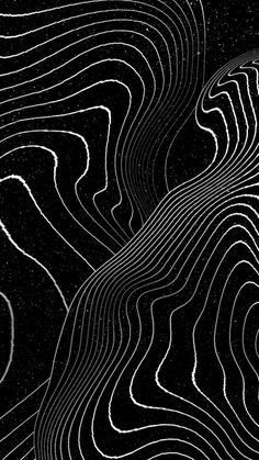 an abstract black and white image with wavy lines in the middle, on a dark background
