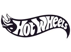 the hot wheels logo is shown in black and white