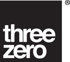 the three zero logo is shown in white on a black and white background with text below it