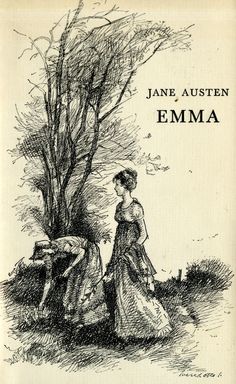 jane austen's book titled emma, with an image of two women in dress